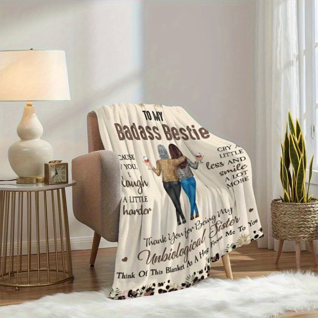 Best Friend Leopard Print Blanket – Sister Friendship Birthday Gift
