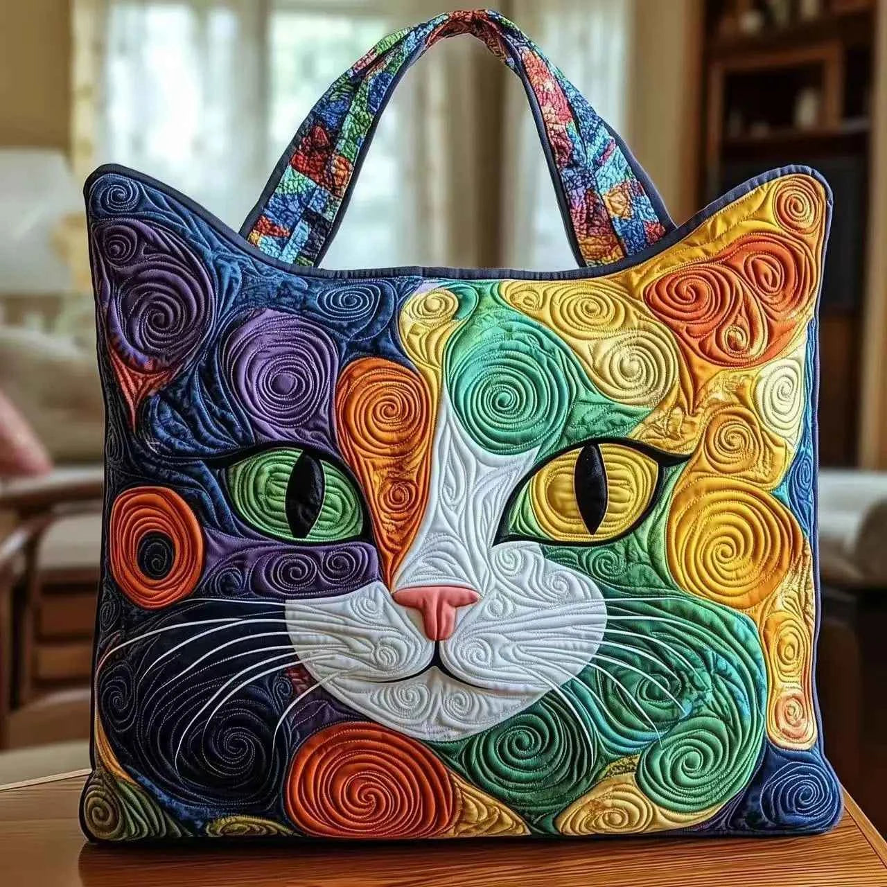Quilted handbag 3D embroidered handbag large capacity canvas shoulder bag women's daily shopping bag fashionable travel handbag