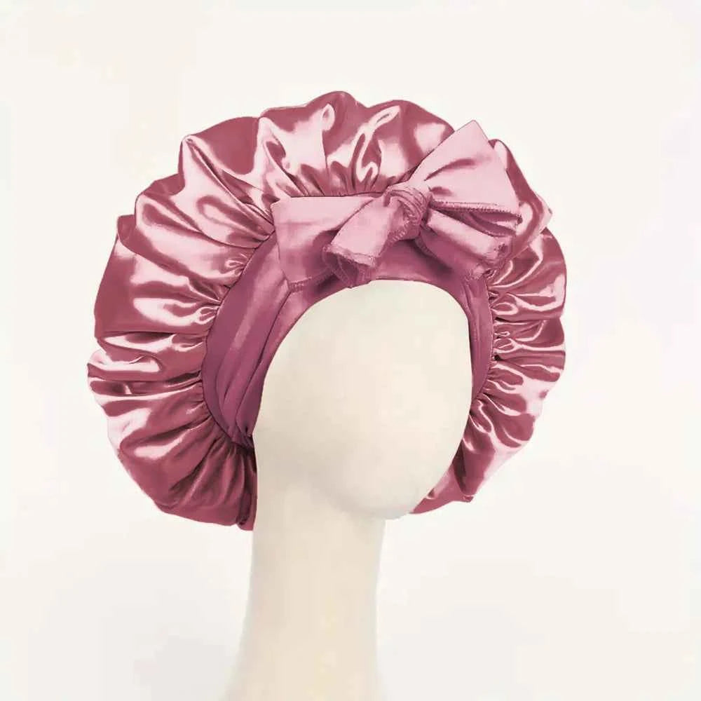 Satin Silk Sleeping Bonnet Adjustable with Tie Band for Women and Men