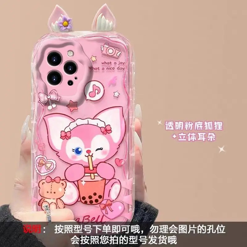 Adorable LinaBell StellaLou Chain Cover For Iphone 17 Pro Max 17 Air 16 15 14 13 12 11 Pro Max Plus 12 mini 3D Ear Disney Case