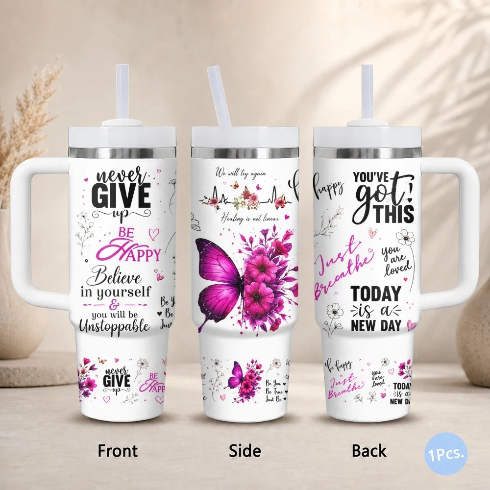40oz Empowered Woman Tumbler – Inspirational Stainless Steel Travel Mug