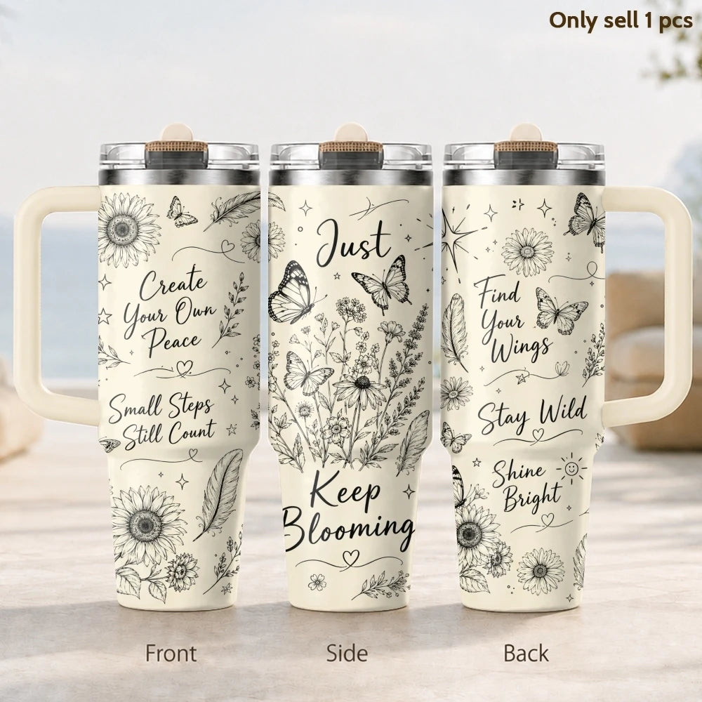 Just Breathe 40oz Tumbler – Motivational Stainless Steel Insulated Cup