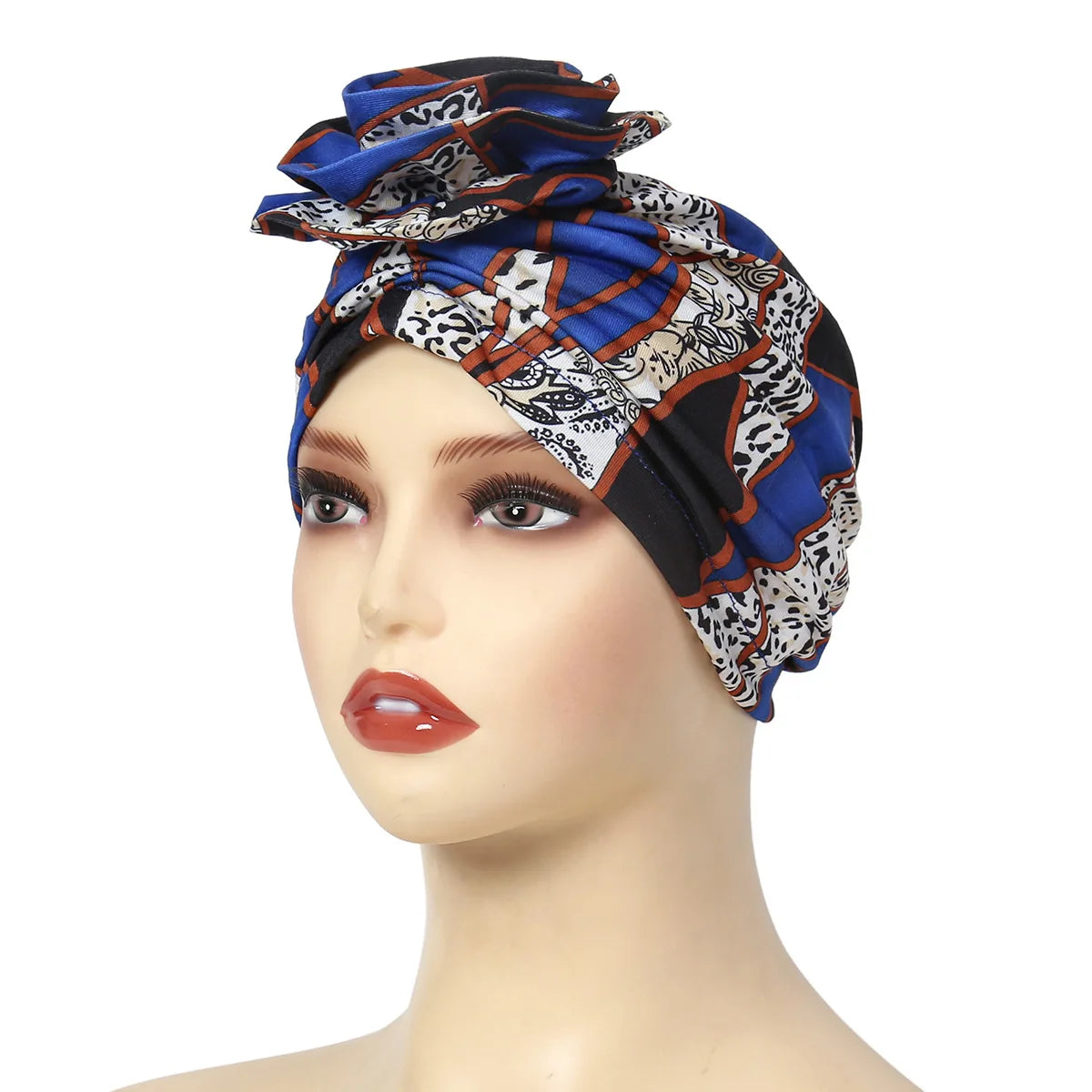 New African Women Print Turban Flower Beanies Bonnet Muslim Hijab Headscarf Hair Loss Head Wrap Bandanas Headband Turbante Mujer - NamafadStore