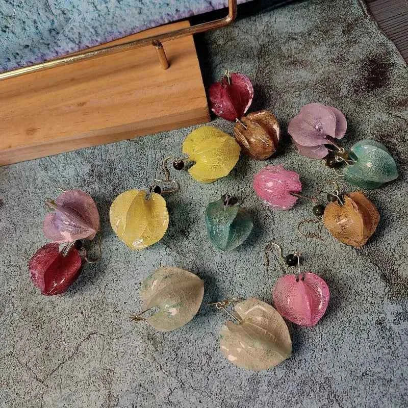 Multicolor Natural Flower Earrings Handmaking Epoxy Resin Natural Flower Earrings Unique Plant Earring Floral Jewelry Wholesale