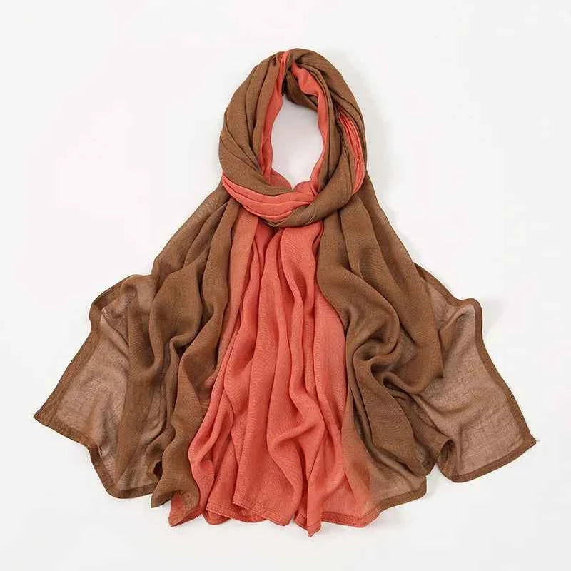 Big Size Gradient Women Cotton Rayon Crease Hijab Scarf Woman Long Wraps and Shawls Musulman Headband Islamic Turban