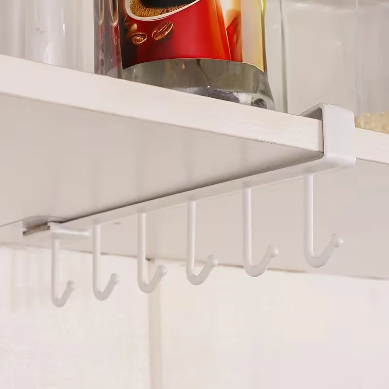 Compact 6-Hook Rack, Removable Cup & Mug Holder for Kitchen, Home & Office Storage