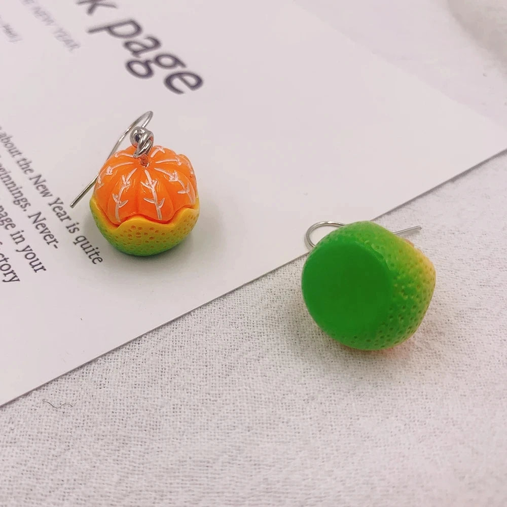 New Fashion Fruit Transparent Pearl Colored Lemon Earrings  Y2k for Girls Women Children Party Birthday Gift Lovely Jewelry