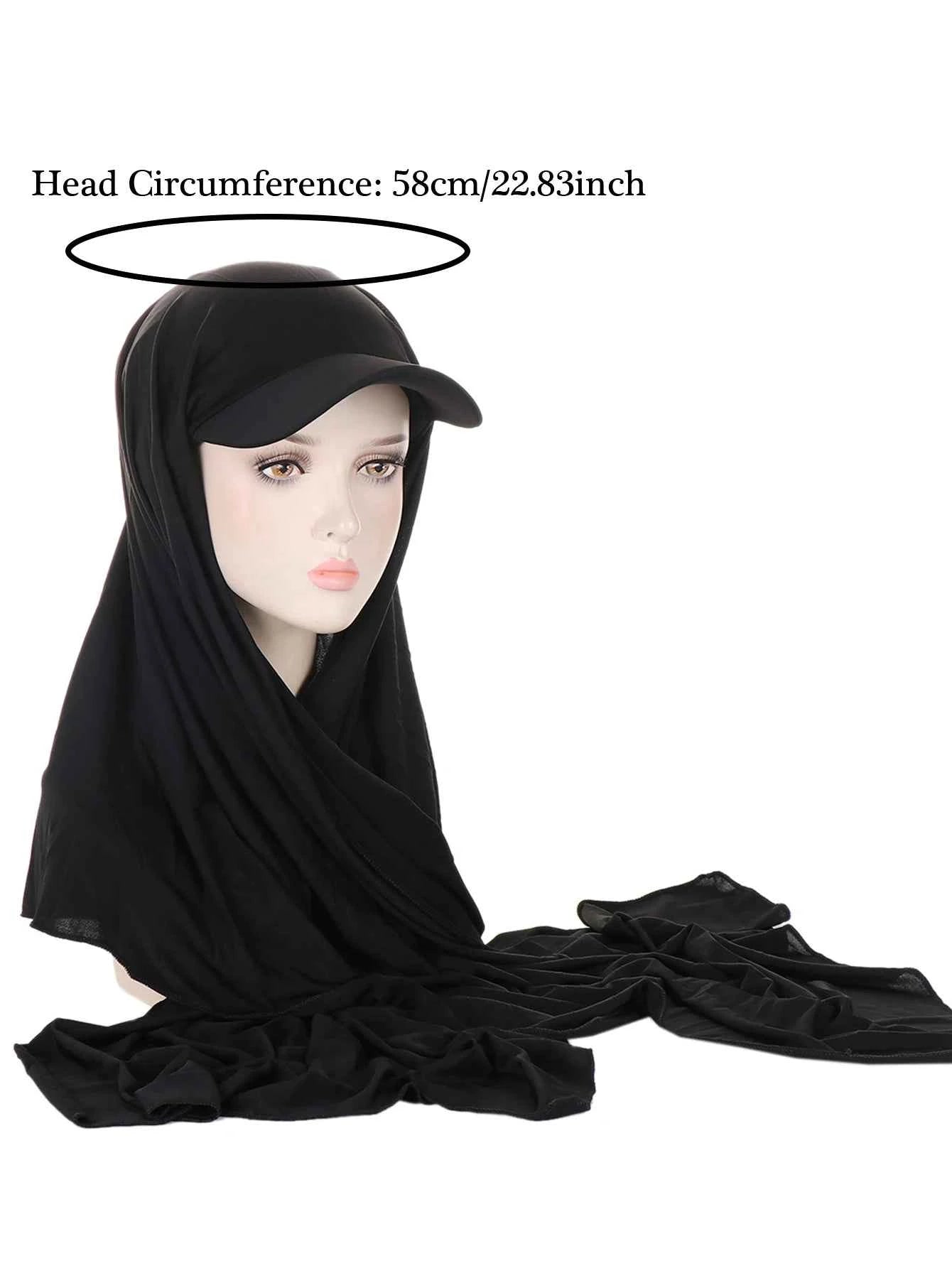 New Trendy Musilm Women Jersey Hijab with Base Ball Cap Summer Sports Cap Ready To Wear Instant Jersey Sport Hijabs