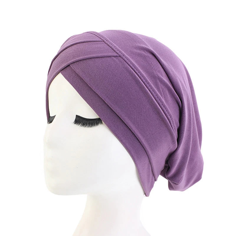 1PC New Women Elastic Turban Hat Muslim Hijab Islamic Beads Cancer Chemo Cap Ladies Hijab Stretch Head Wrap Head Scarf Hair Loss - NamafadStore