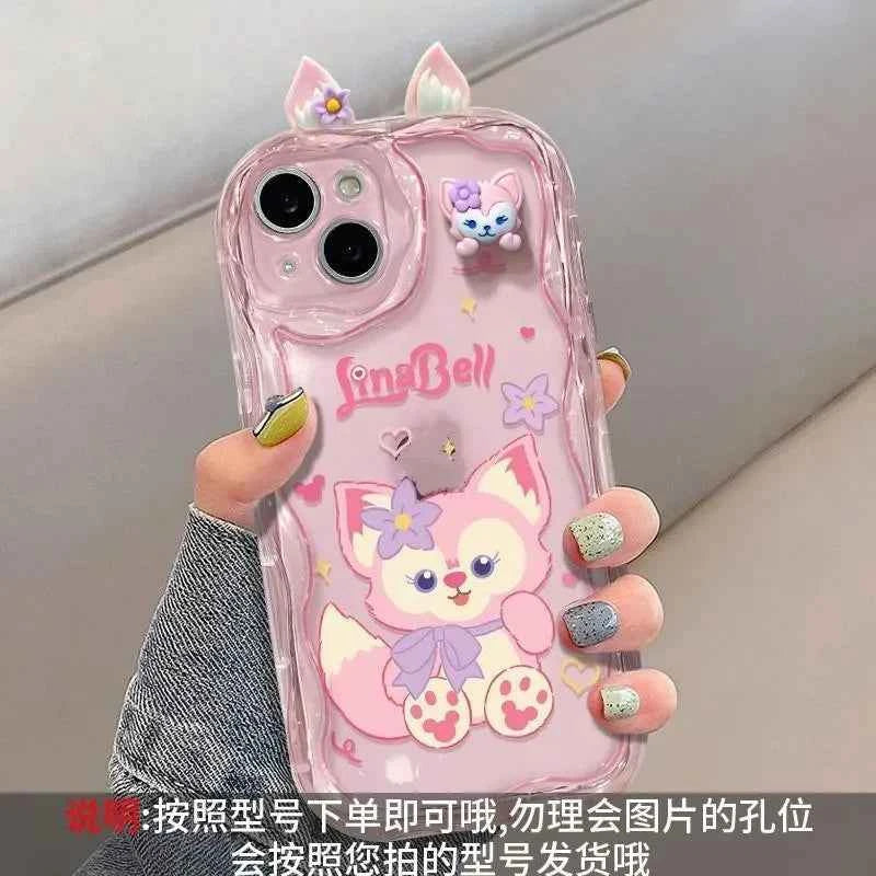 Adorable LinaBell StellaLou Chain Cover For Iphone 17 Pro Max 17 Air 16 15 14 13 12 11 Pro Max Plus 12 mini 3D Ear Disney Case