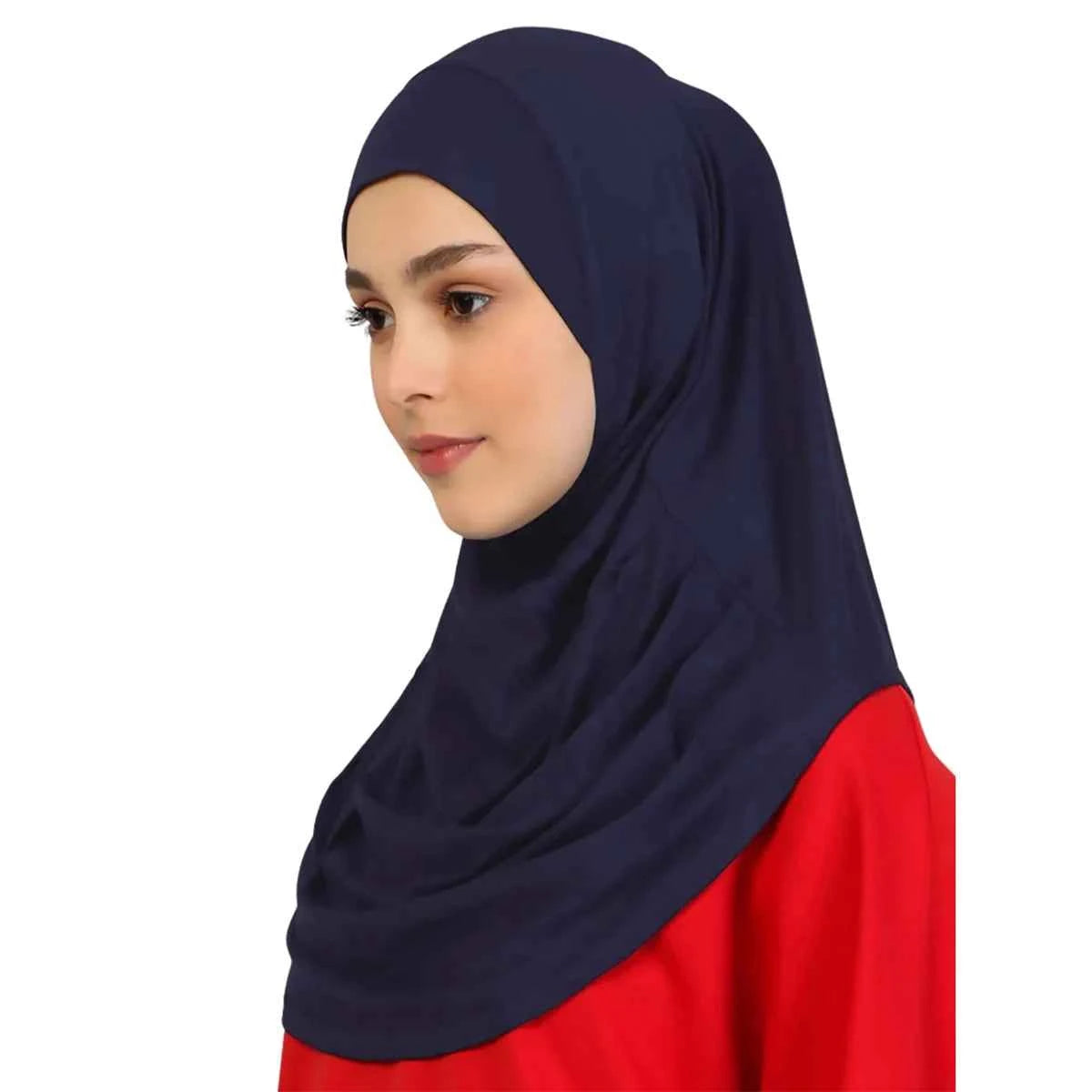 New Ready To Go wear Instant Hijab for Women Solid Color Hemp Headscarf Neck Cover Sports Hijabs Pinless Islam Shawls and Wraps
