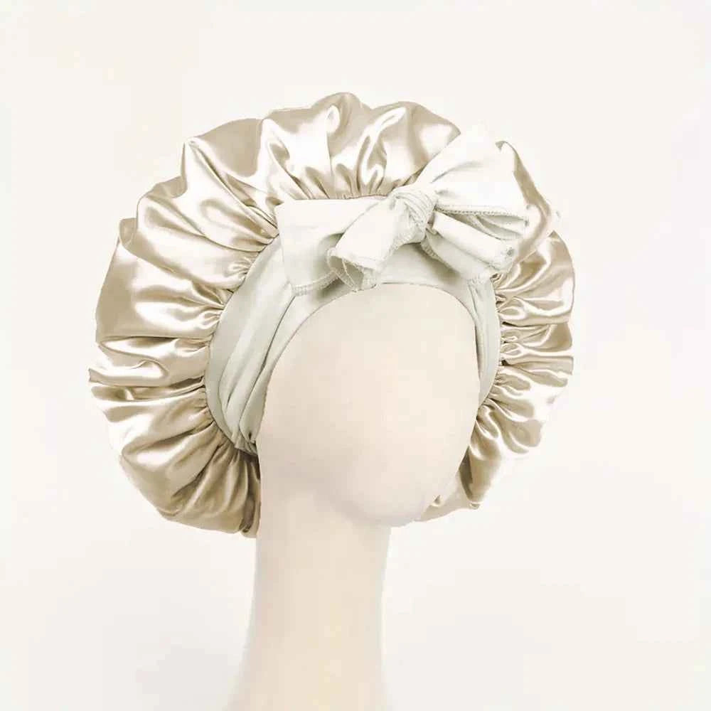 Satin Silk Sleeping Bonnet Adjustable with Tie Band for Women and Men