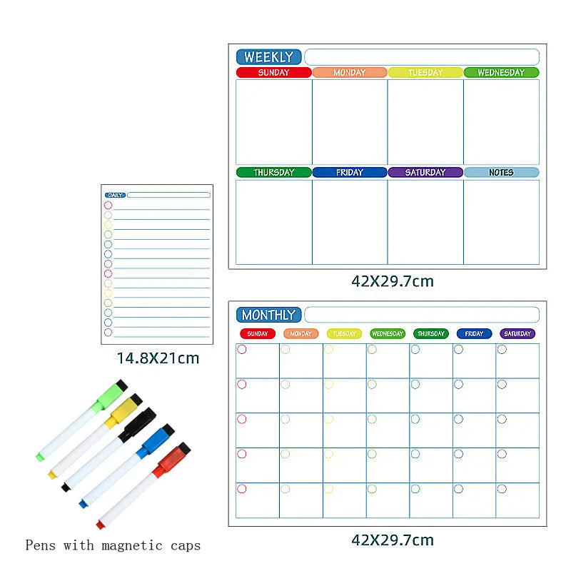Magnetic Fridge Calendar – Monthly & Weekly Dry Erase Planner Whiteboard
