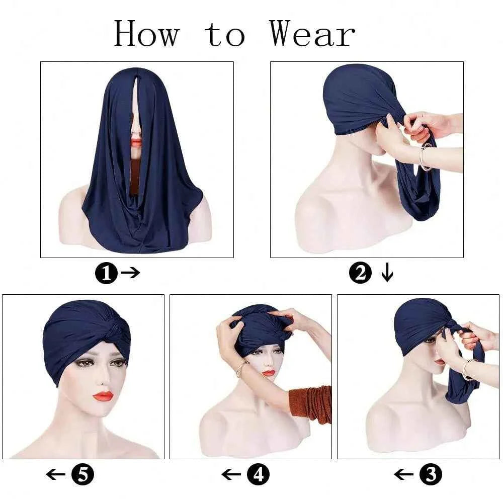 Ramadan Instant Turban Inner Hijabs Caps Hat Muslim Fashion Women's Headscarf Solid Color Women Hijab Bonnet Chemo Cap