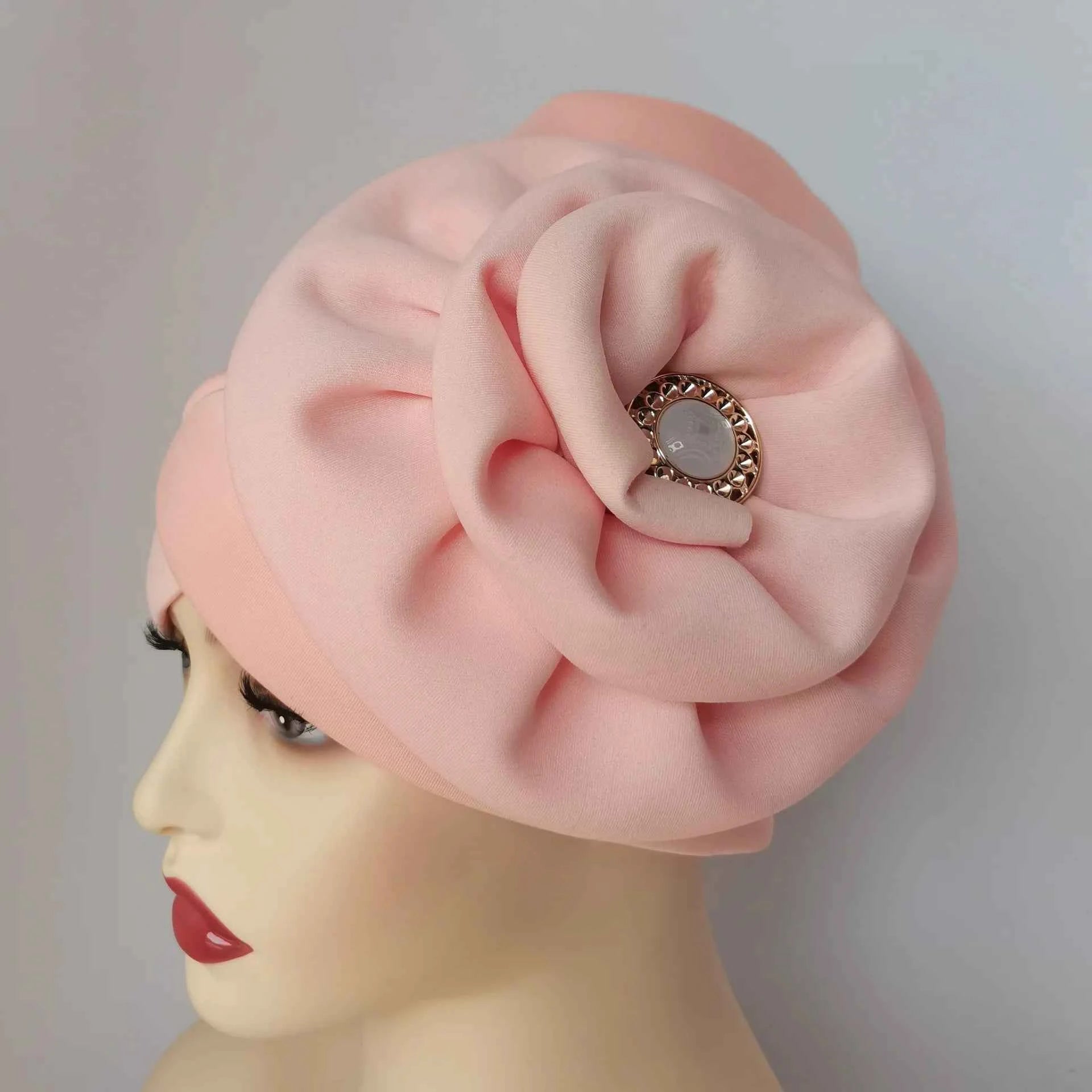 Winter Big Flower Turban For Women Muslim Hijab Caps Islamic African Headties Pleated Hijab Head Wraps Turban Bandana Head Cover