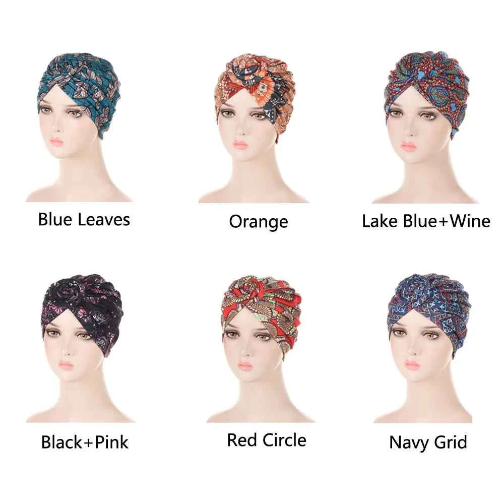 New Muslim Turban Hat African Twist Knot Flower India Hat Head Cover Bonnet Headscarf Ladies Chemo Cap Bandanas Hair Accessories - NamafadStore