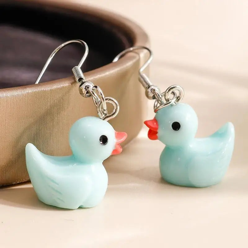 Cartoon Candy Colors Animal Duck Drop Earrings for Women Cute Design Female Ear Hooks Dangle Earrings Girl Party Jewelry Gift
