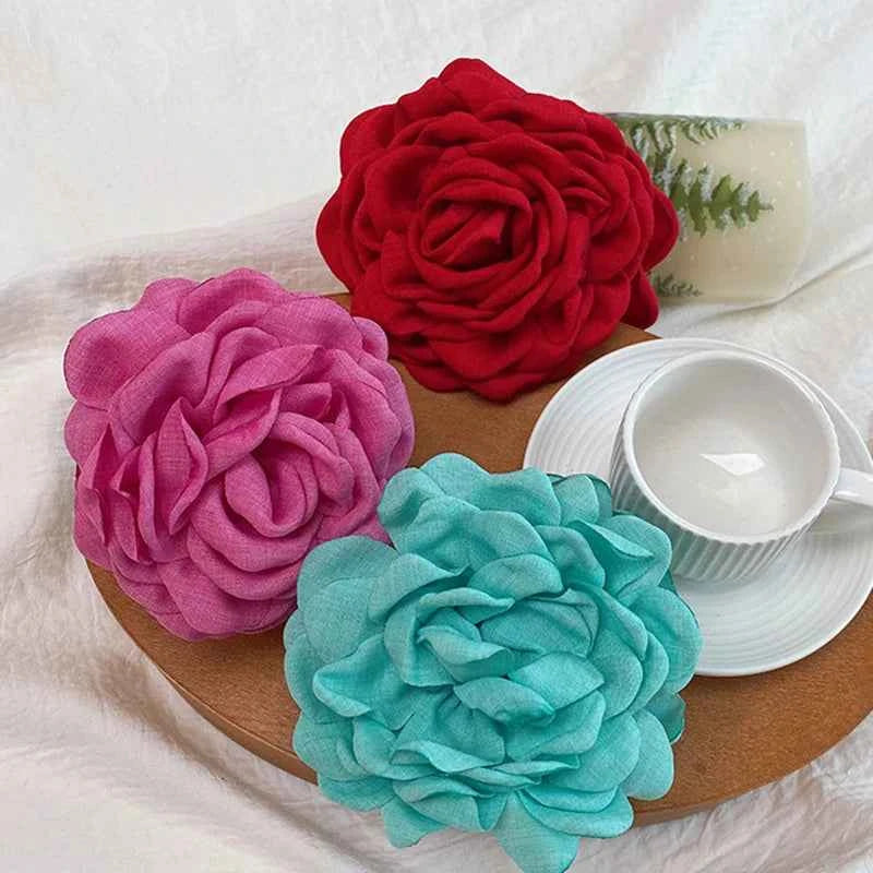 French Romantic Rose Flower Hair Clip Women Elegant Large Shark Clip Hair Claw Ponytail Barrettes Girl Hair Accessories Headwear