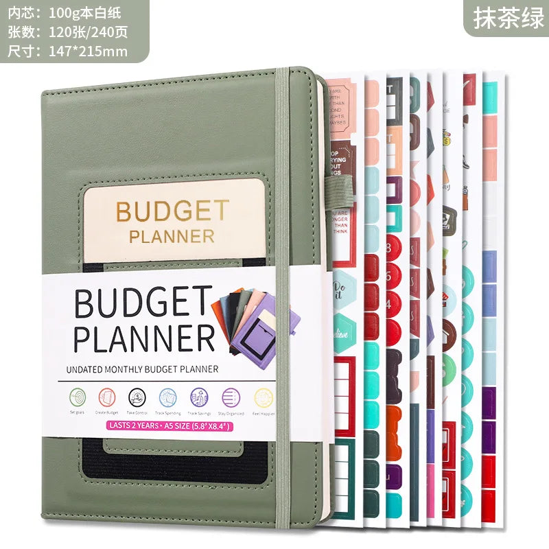 A5 Undated Budget Planner 2 Year Expense Tracker Notebook Bill Organizer Money Savings Financial Book with Pocket