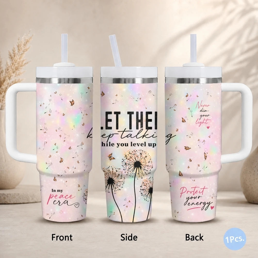 40oz Butterfly Dandelion Tumbler – Stainless Steel Insulated Travel Mug
