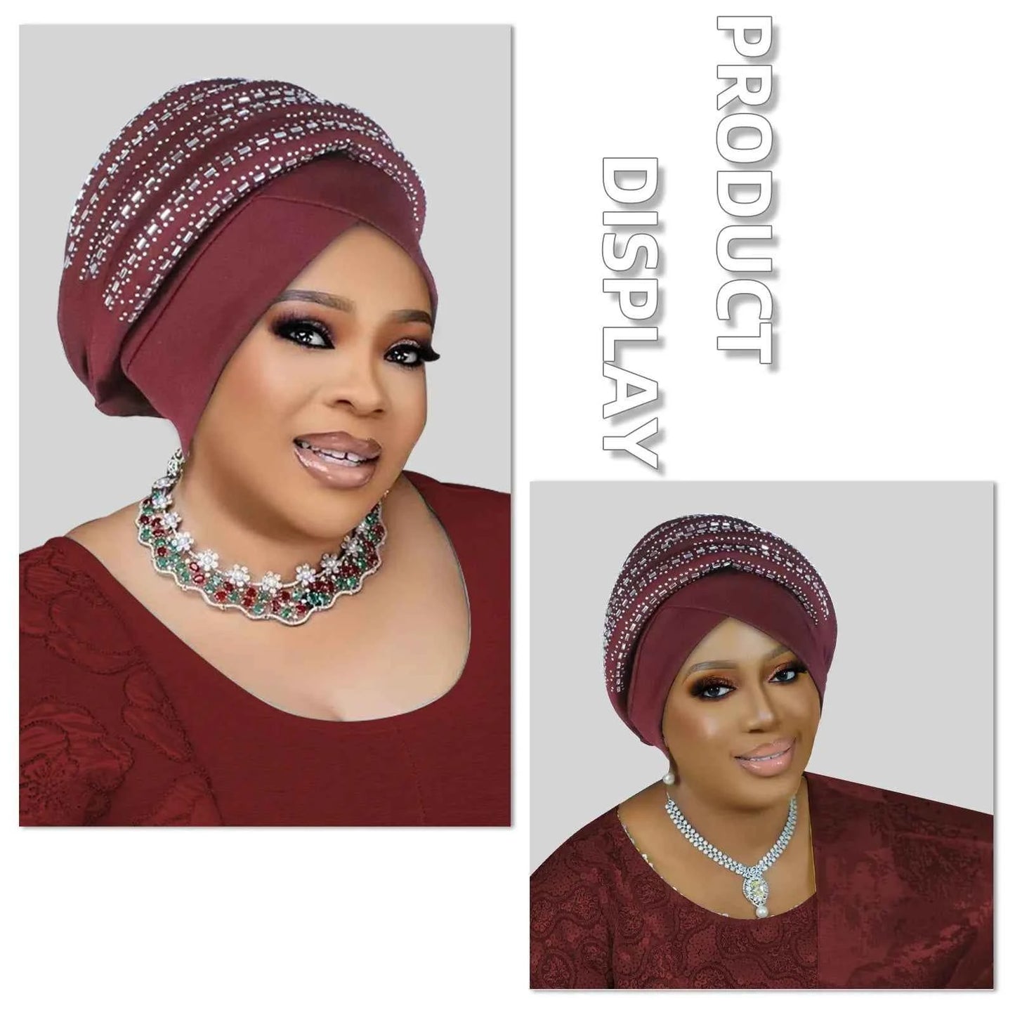 Diamonds Turban Cap – African Women’s Headwrap & Autogele Bonnet for Muslim Ladies