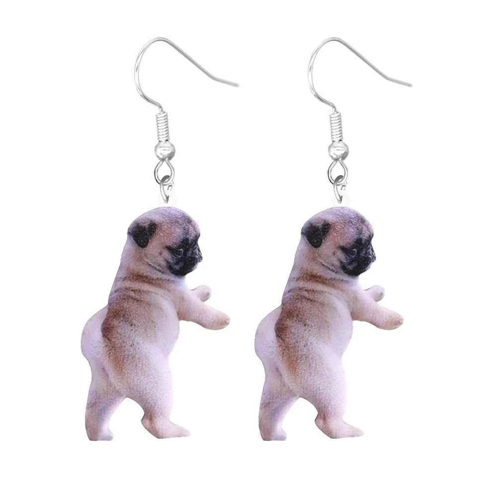 Animal earrings made of acrylic, cute and funny, cat, hamster, dog, cow