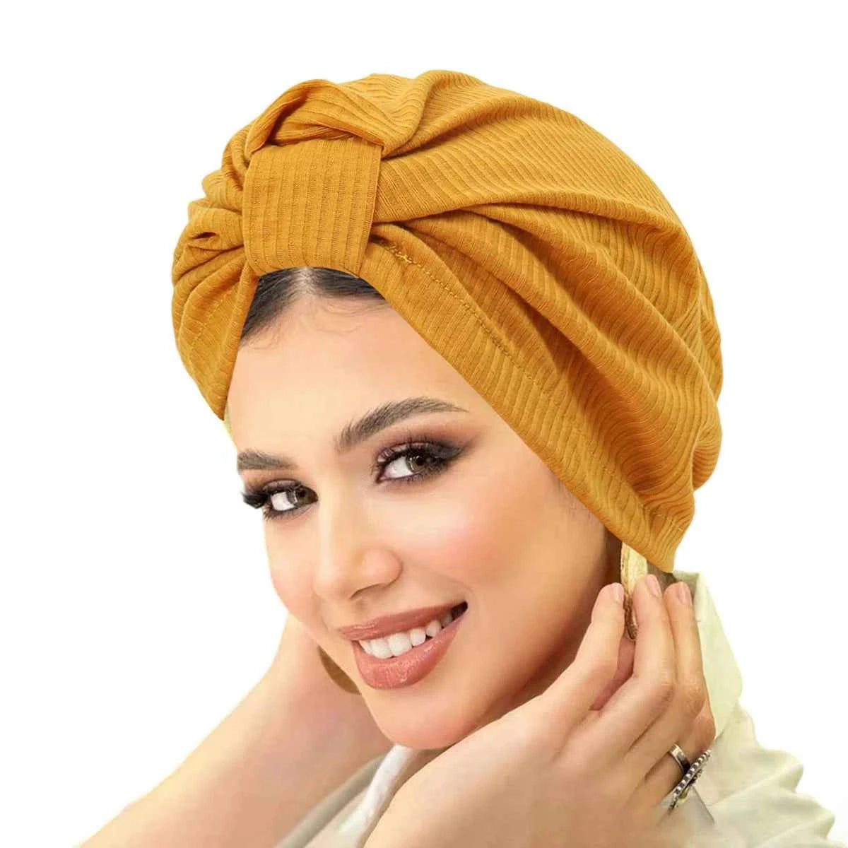 New Solid Color Women Muslim Hijab Caps Wrap Head Indian Turban Bonnet Fashion Headdress Islamic Clothing Accessories