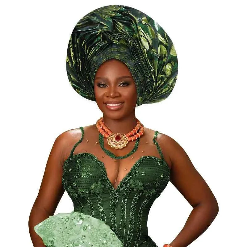 Elegant African Autogele Women's Turban Cap Nigeria Wedding Gele Ready To Wear African Headtie Evening Party Headwear
