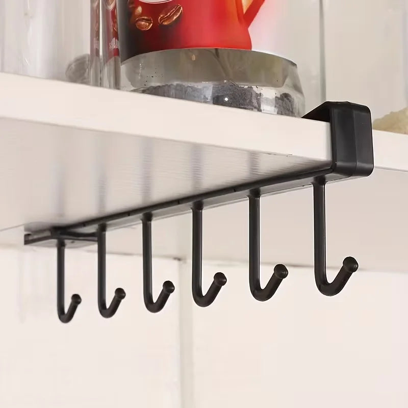 Compact 6-Hook Rack, Removable Cup & Mug Holder for Kitchen, Home & Office Storage