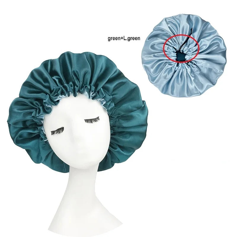 New Big Print Ankara Women Satin Bonnet Head Cover Silky Satin Elastic Sleep Cap Ladies Head Wrap Hat Hair Accessories Fashion - NamafadStore