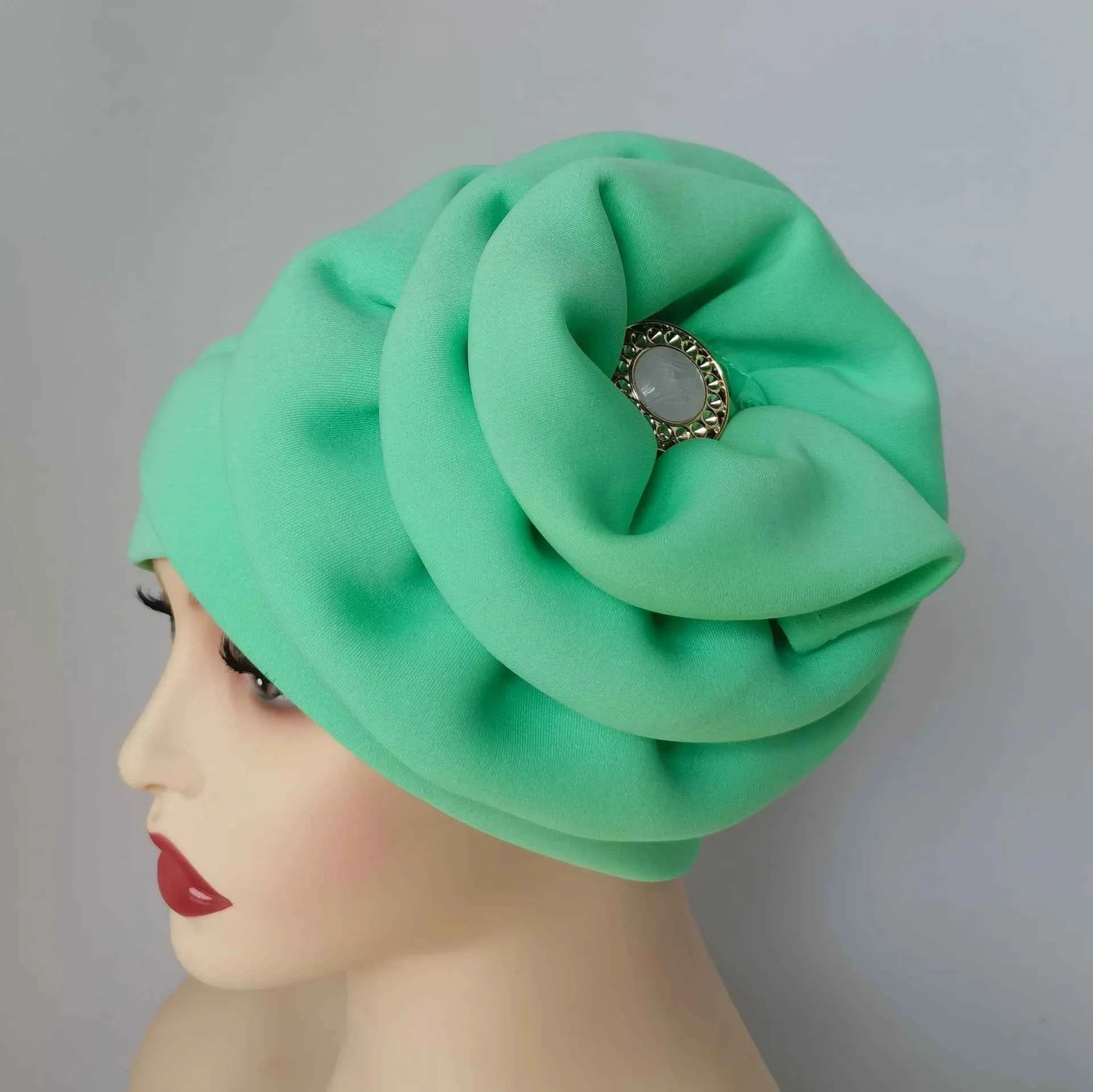 Winter Big Flower Turban For Women Muslim Hijab Caps Islamic African Headties Pleated Hijab Head Wraps Turban Bandana Head Cover