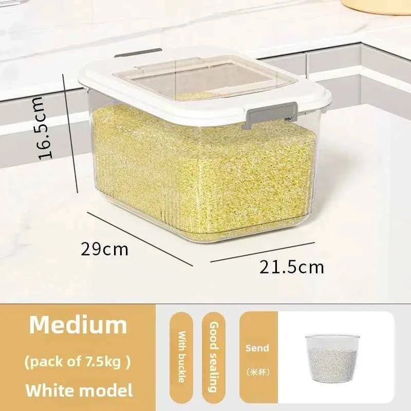 Kitchen Storage Box Rice Barrel Sealed Moisture Proof Bug Resistant Flour Tank Grain Storage Container Home Organization Bin
