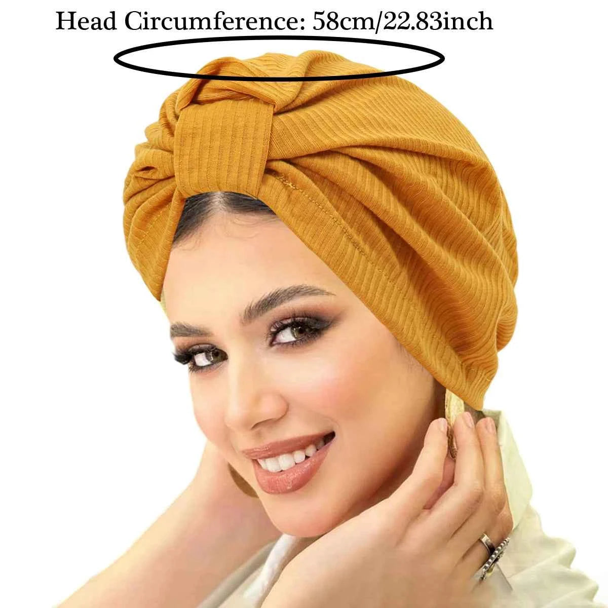 New Solid Color Women Muslim Hijab Caps Wrap Head Indian Turban Bonnet Fashion Headdress Islamic Clothing Accessories