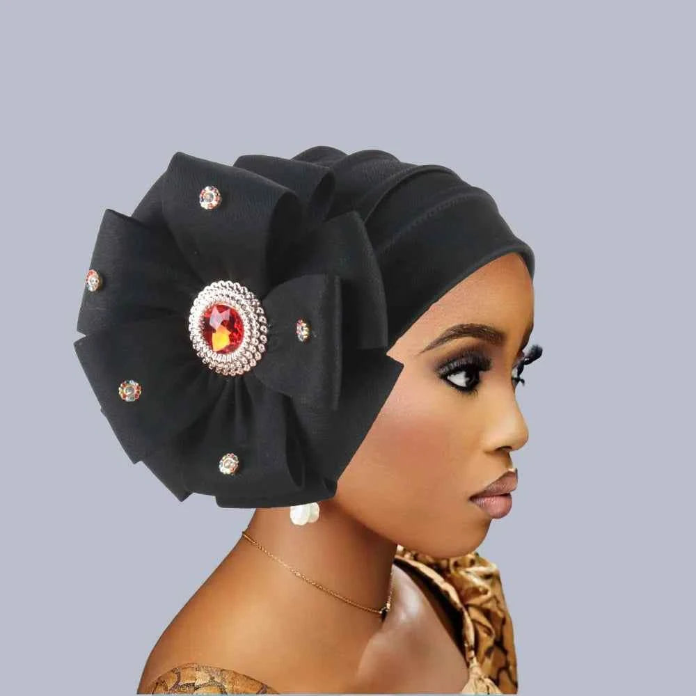 Fashion Diamond Flower Turban Caps for Women Headwear Hat Muslim Headscarf Bonnet Lady Bandana Hair Accessories Caps