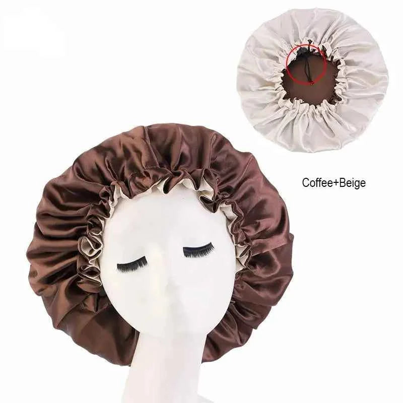 Double-Sided Sleeping Hat Adjustable Nightcap Bathing Hat Girl Sleep Protector Tool
