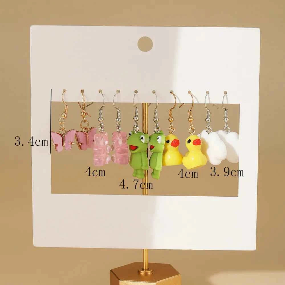 Fashion Sweet Fruit Drink Earrings Set for Women Cute Cartoon Food Ice Cream Donut Funny Resin Earrings Party Jewelry Gift New