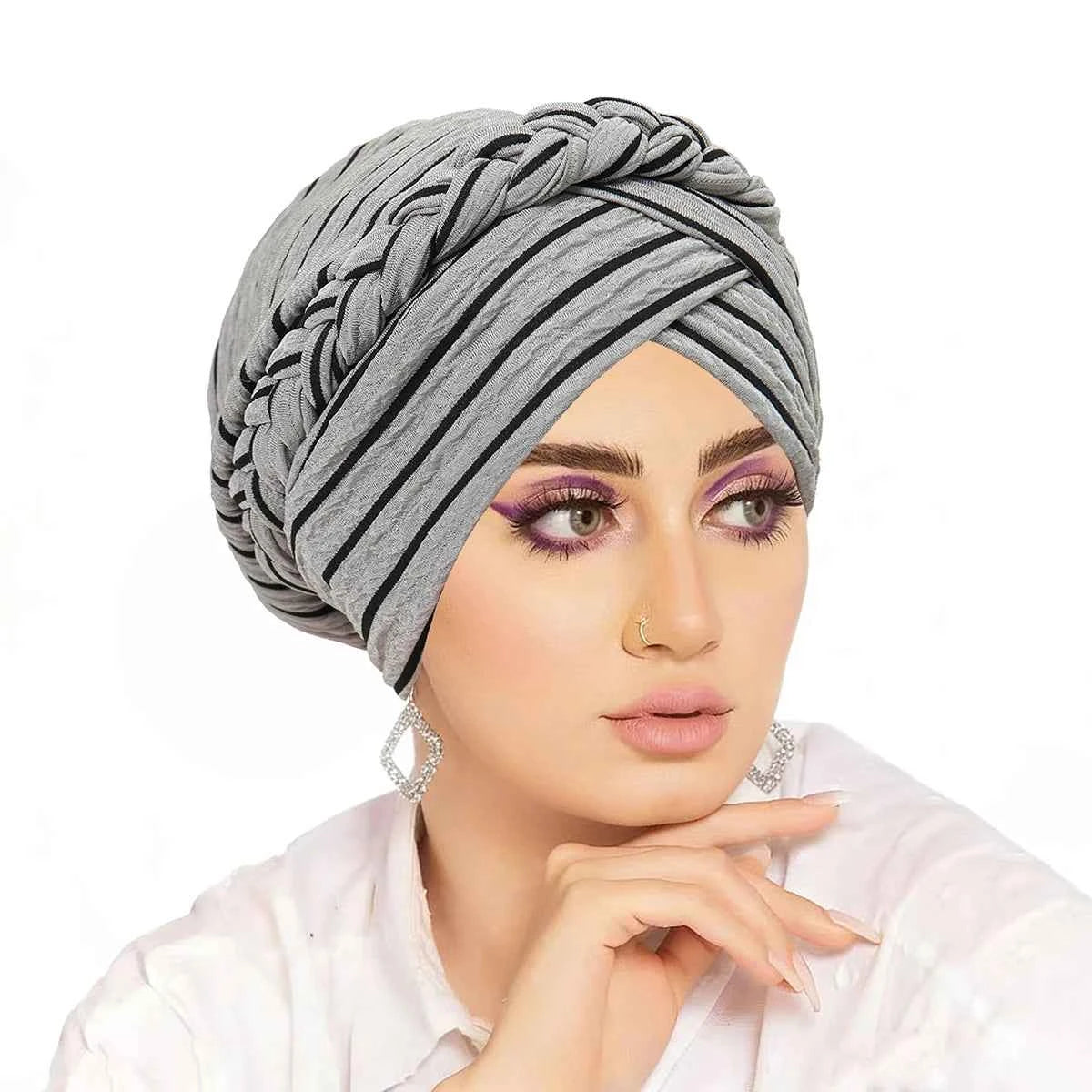 Ramadan Women Muslim Fashion Braid Turban Hijab Soft Strech Headwrap Chemo Headscarf Hair Cover Wrap Islamic Headwear