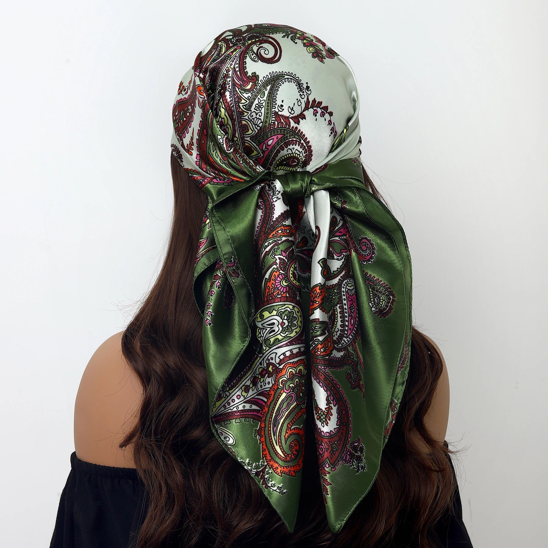 1 piece 35.4 inches Women Shawls Fashion print Summer Kerchief Luxury Brand 90X90CM Bandanna New Foulard Satin Square Headcloth - NamafadStore