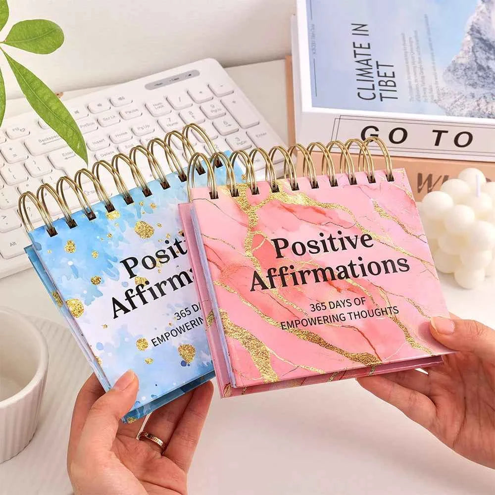 1 pc 365 Days Positive Affirmations Desk Calendar Standing Flip Coil Desktop Calendar With Inspirational Quotes Color Inner Page