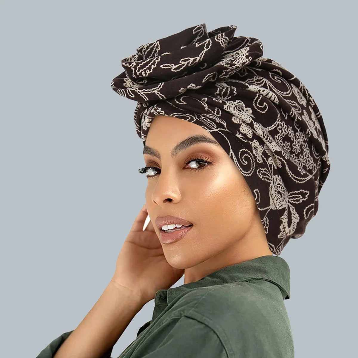 Ramadan Fashion Print Turban Hijab Hats African Head Wraps Elastic Muslim Hats Breathable Chemo Cap For Women Girls - NamafadStore