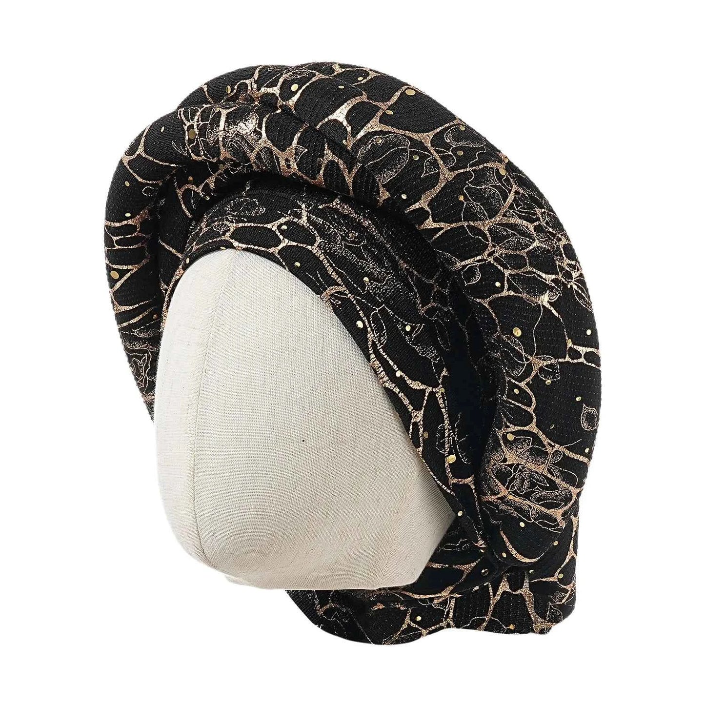 Women’s Bonnet Turban Cap – Folded Bud Headscarf with Wrinkle Lace Edge, Casual & Versatile Cross Hat