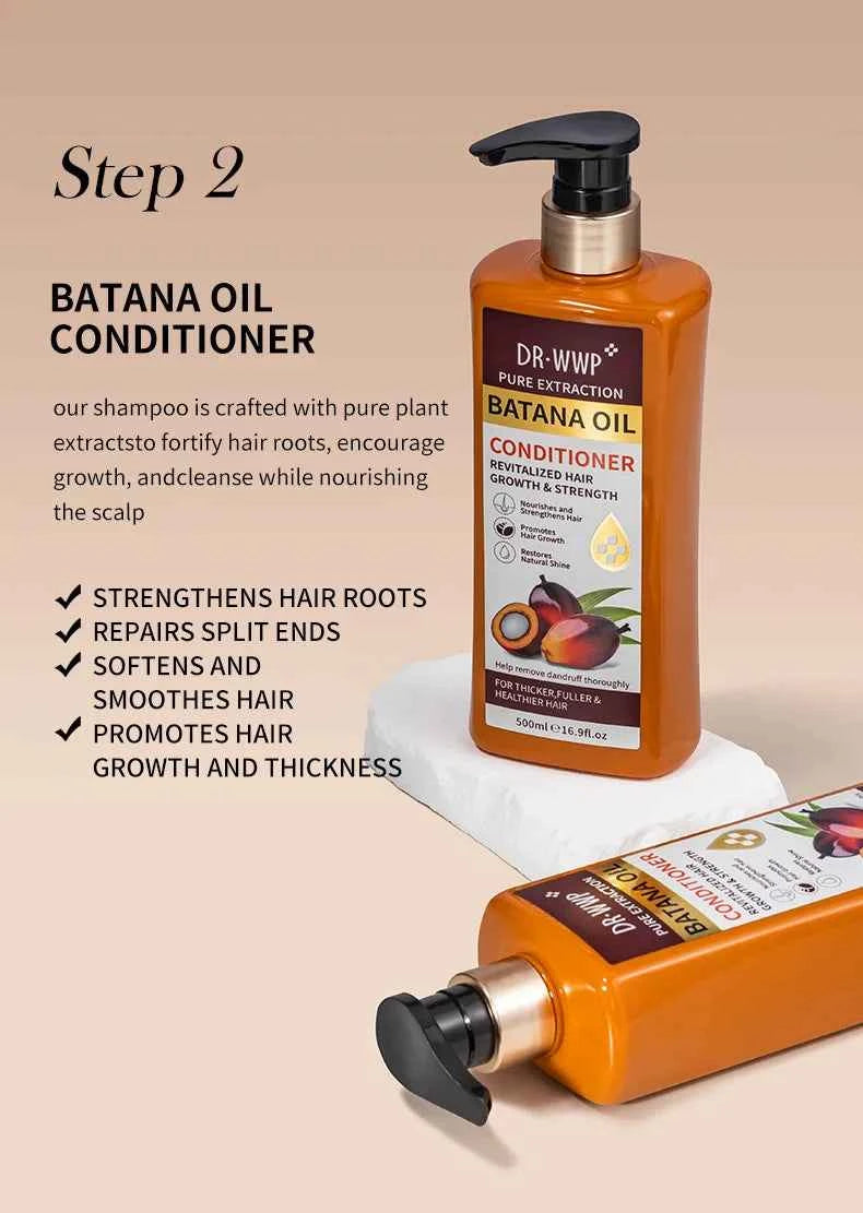 500ml Batana Oil Shampoo and Conditioner Set for Hydrating Care, Softening Hair, and Improving Dryness and Frizz