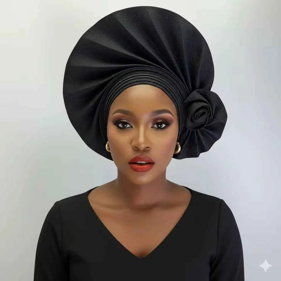 New African Headtie Turban – Auto Gele Head Wrap for Women’s Weddings & Parties