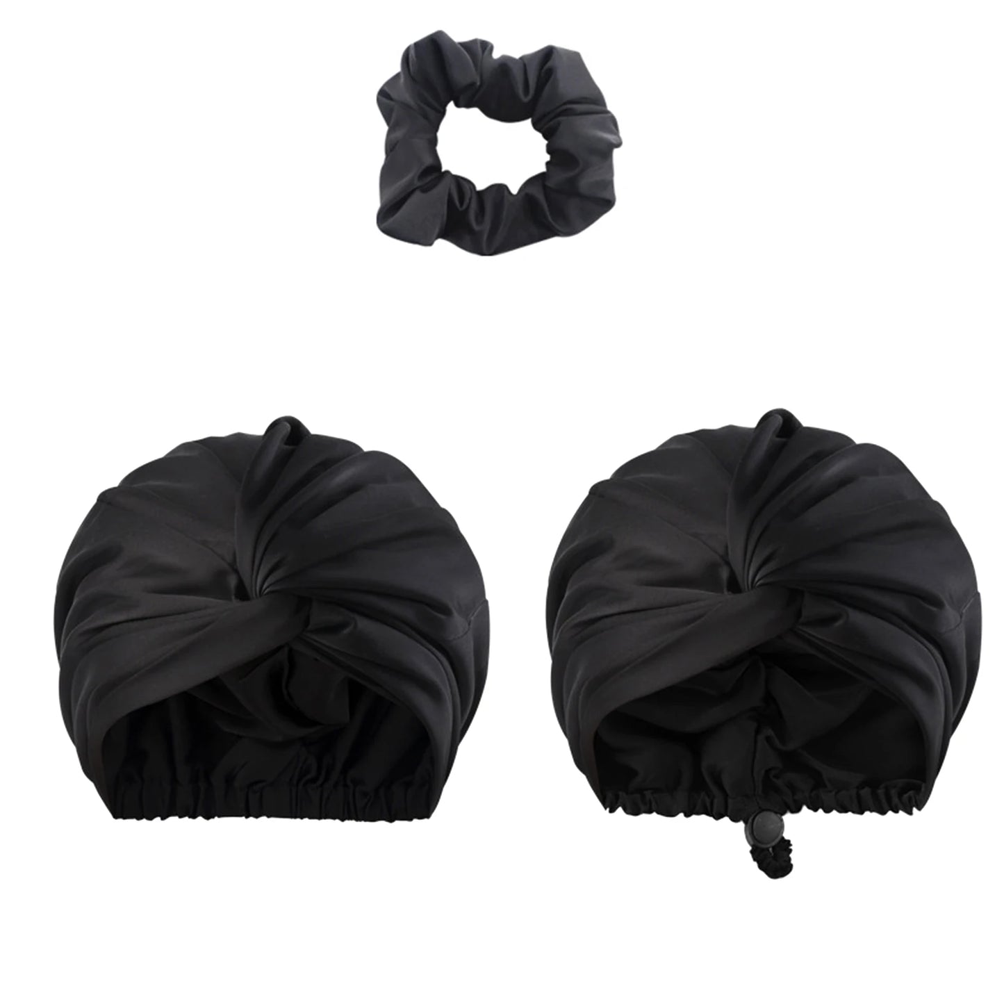 Unisex Solid-Color Adjustables Silk Satins Hair Bonnets High Elasticity Soft Sleep Cap For Women Men - NamafadStore