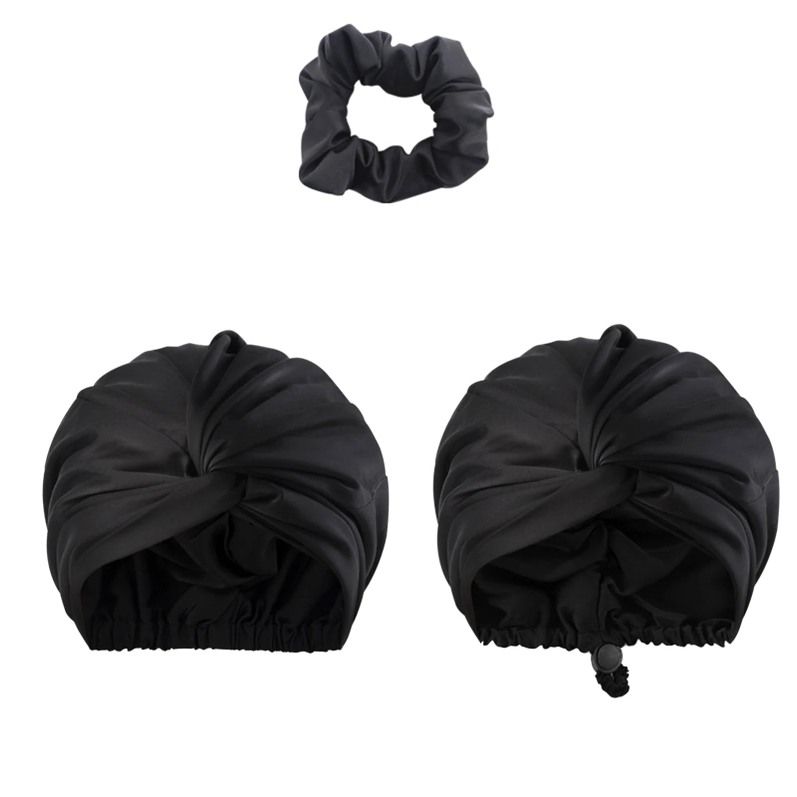 Unisex Solid-Color Adjustables Silk Satins Hair Bonnets High Elasticity Soft Sleep Cap For Women Men - NamafadStore