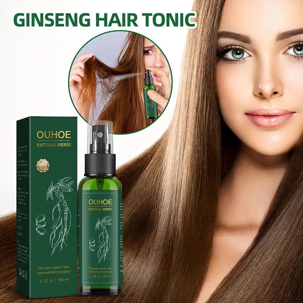 2pcs*100ml Ginseng Hair Serum For Men Women Nourishes Scalp Strengthen Root Repair Damaged Hair Herbal Hair Care Spray