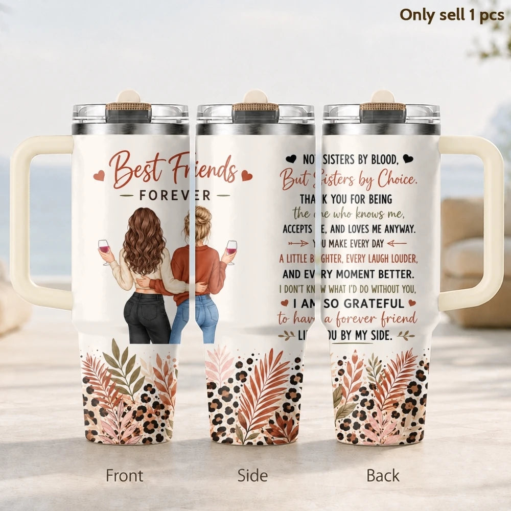 40oz Best Friend Tumbler – Insulated Stainless Steel Travel Mug with Straw