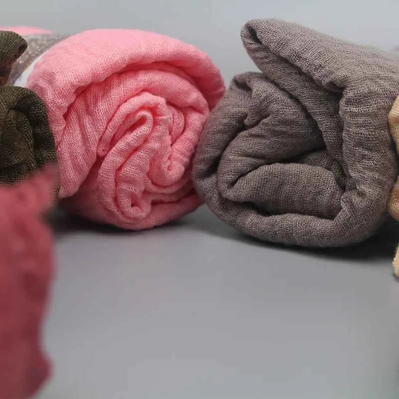 Ramadan Classics Crinkle Cotton Hijab Scarf Women Turban Muslim Shawl Plain Bandana Breathable Women's Shawls Foulard Hijab Hood