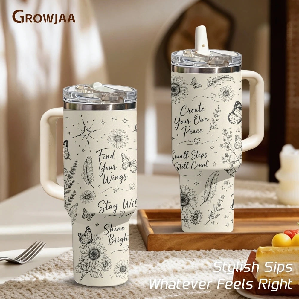 Just Breathe 40oz Tumbler – Motivational Stainless Steel Insulated Cup