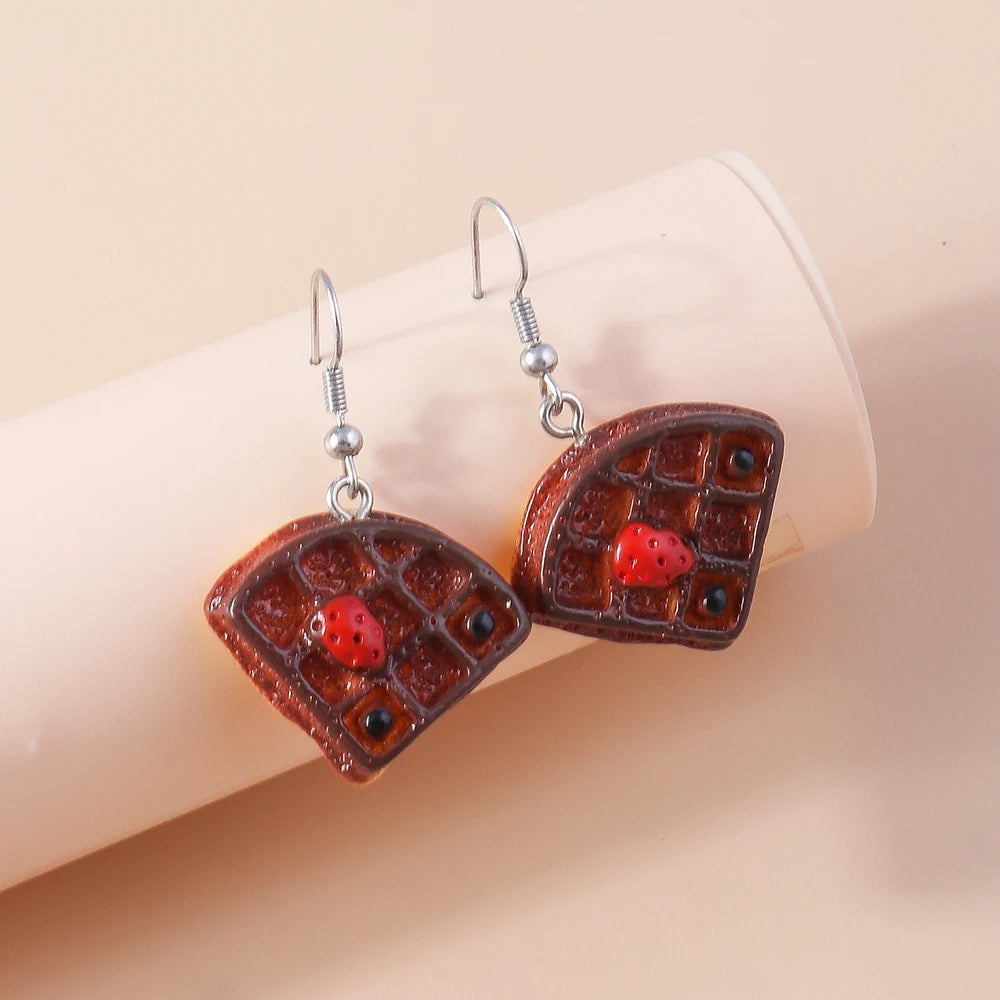 Cute Resin 3D Simulation Food Earrings for Women French Fries Cookies Ice Cream Hamburg Pizza Chocolate Girl Kids Gift